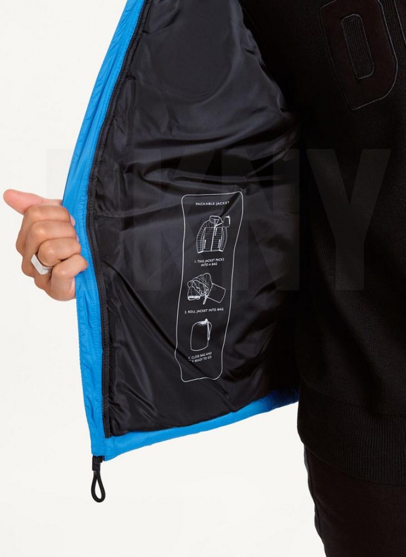 Blue DKNY Packable Men's Puffer Jacket | USA-D0625