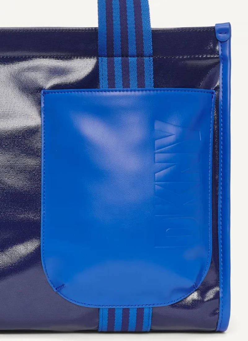 Blue DKNY Prospect Coated Canvas Large Bags Tote Bags | USA-D1651