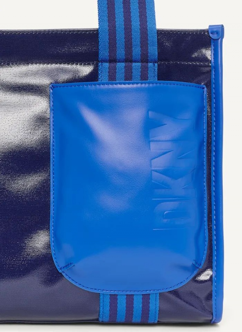 Blue DKNY Prospect Coated Canvas Medium Bags Tote Bags | USA-D0475
