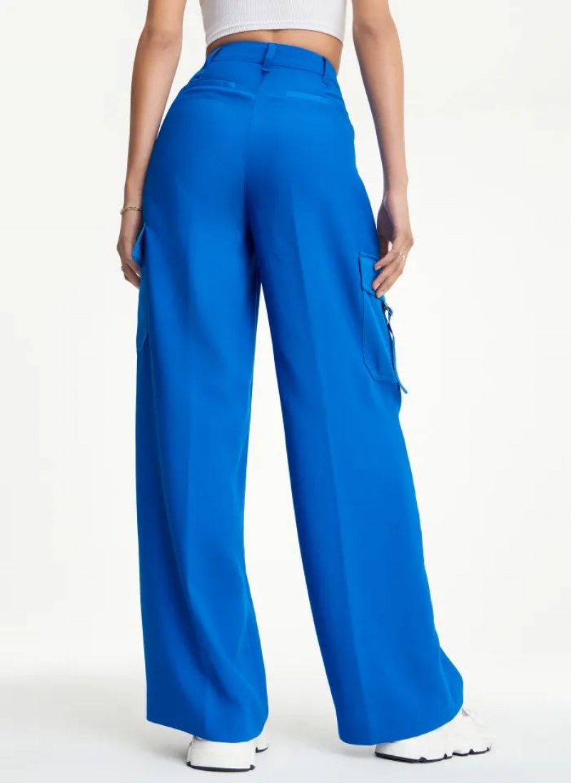 Blue DKNY Satin Cargo Women's Pants | USA-D1376