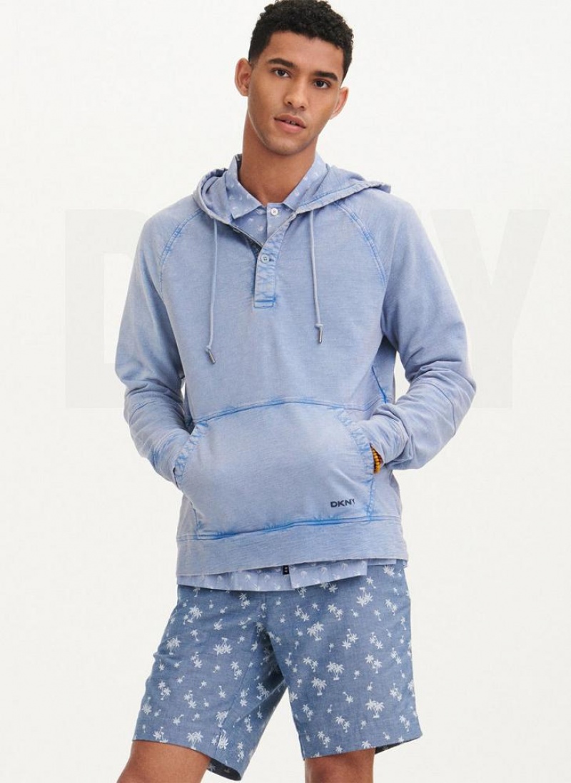 Blue DKNY Slub Beach French Terry Men\'s Hoodies | USA-D1253