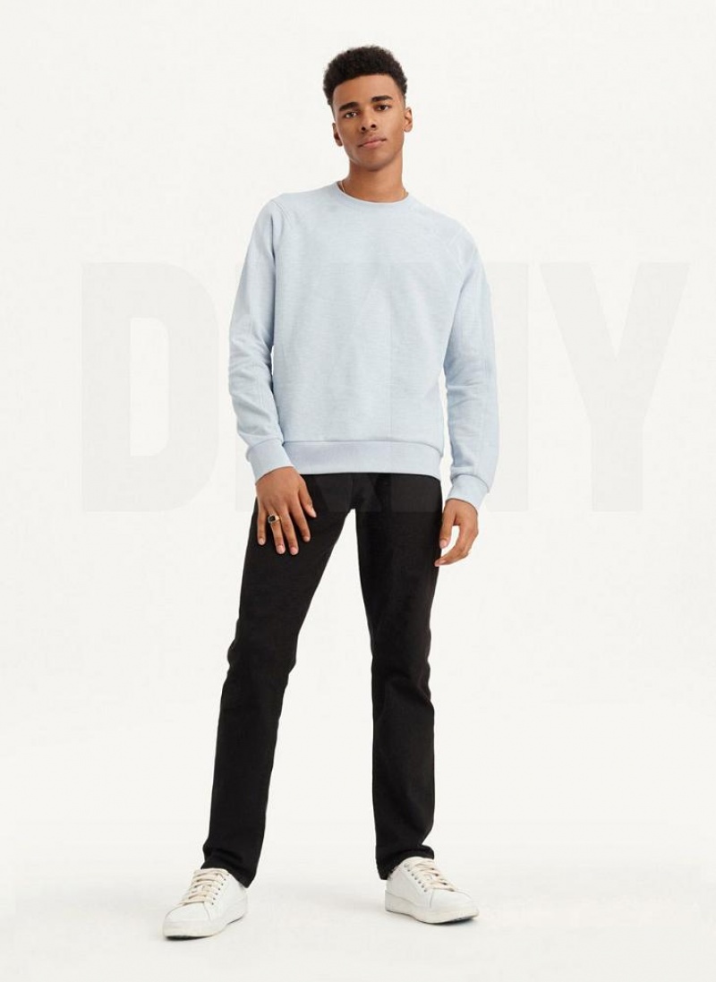 Blue DKNY Slub French Terry Crewneck Men's Sweatshirts | USA-D1028