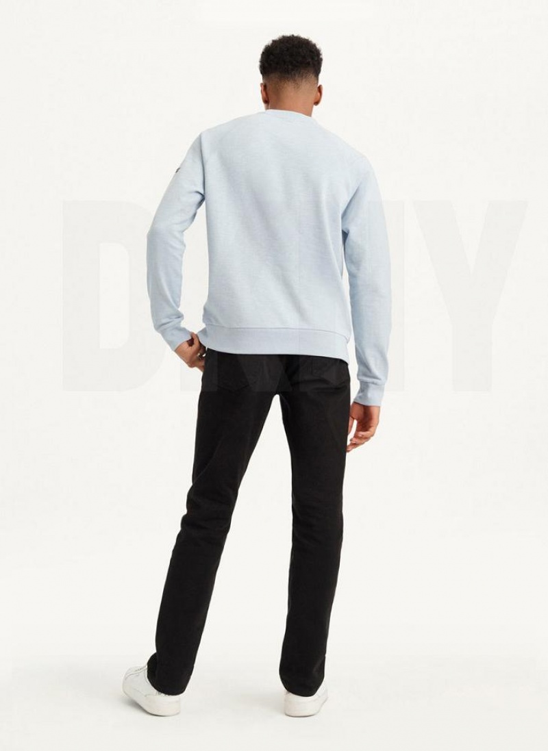 Blue DKNY Slub French Terry Crewneck Men's Sweatshirts | USA-D1028