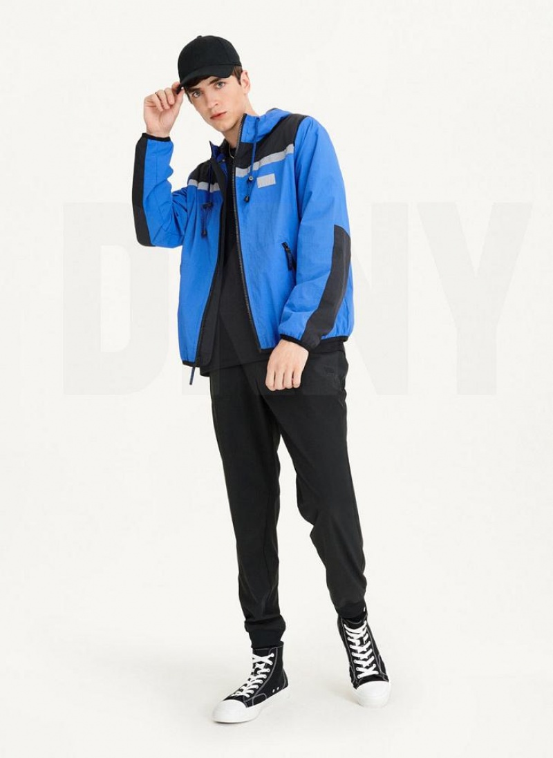 Blue DKNY Tech Cotton Touch Nylon Men's Jackets | USA-D1152