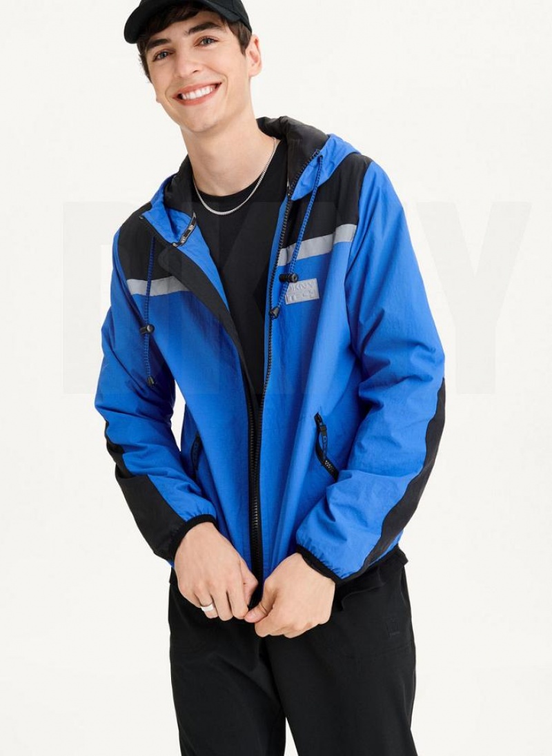 Blue DKNY Tech Cotton Touch Nylon Men's Jackets | USA-D1152