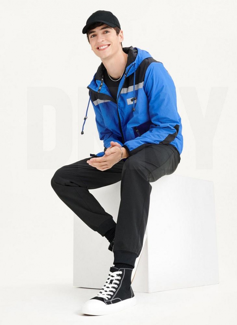Blue DKNY Tech Cotton Touch Nylon Men's Jackets | USA-D1152