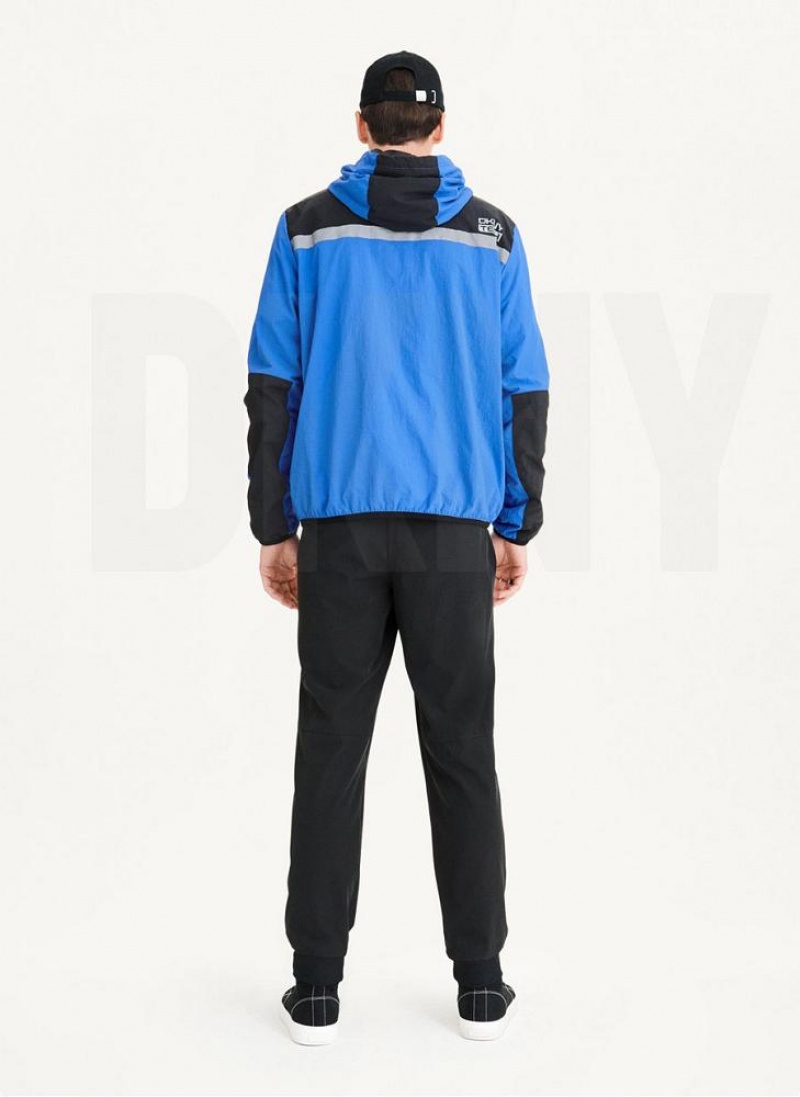 Blue DKNY Tech Cotton Touch Nylon Men's Jackets | USA-D1152