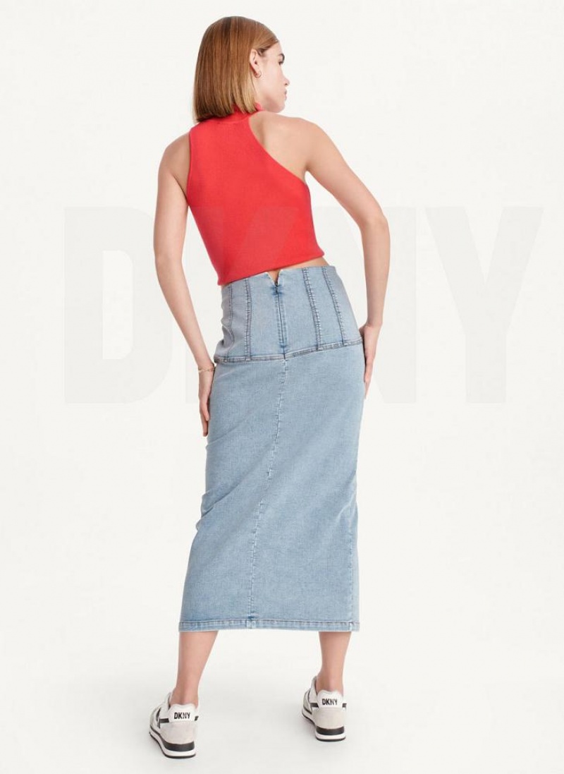 Blue DKNY Terry Denim Women's Skirts | USA-D0166