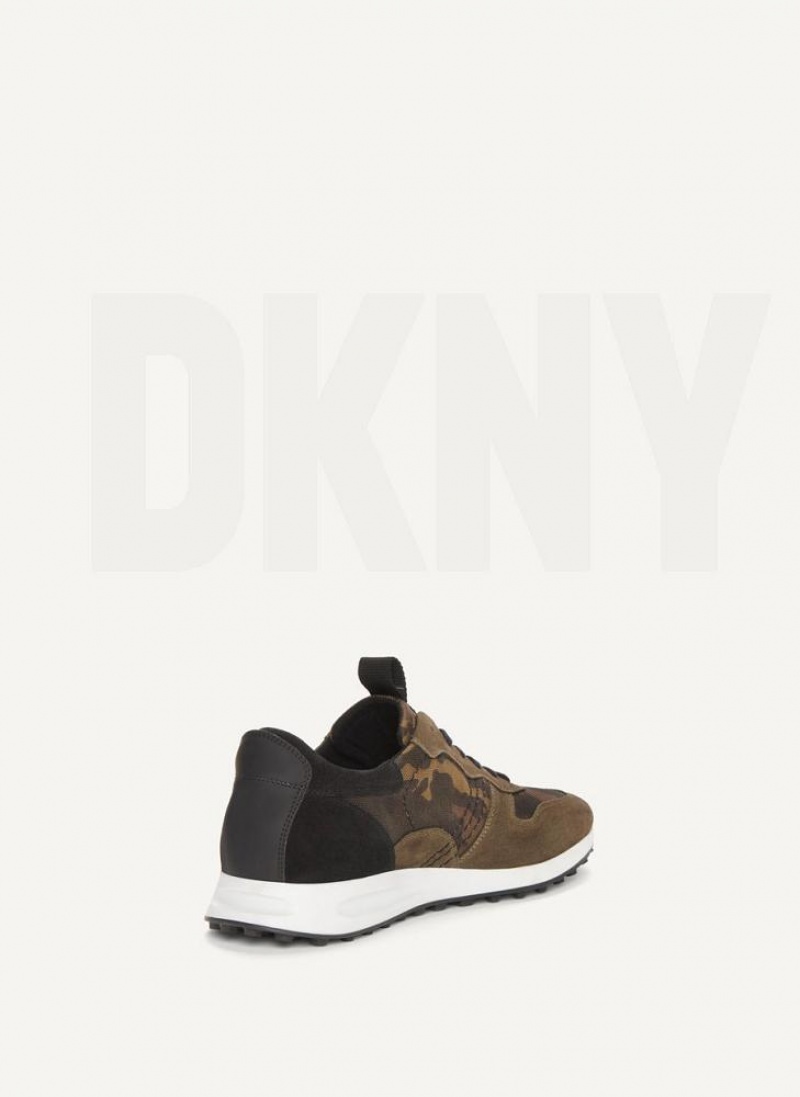 Brown DKNY Camo Runner Men's Sneakers | USA-D0323