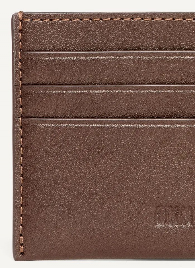 Brown DKNY Card Case Men's Wallets | USA-D1895