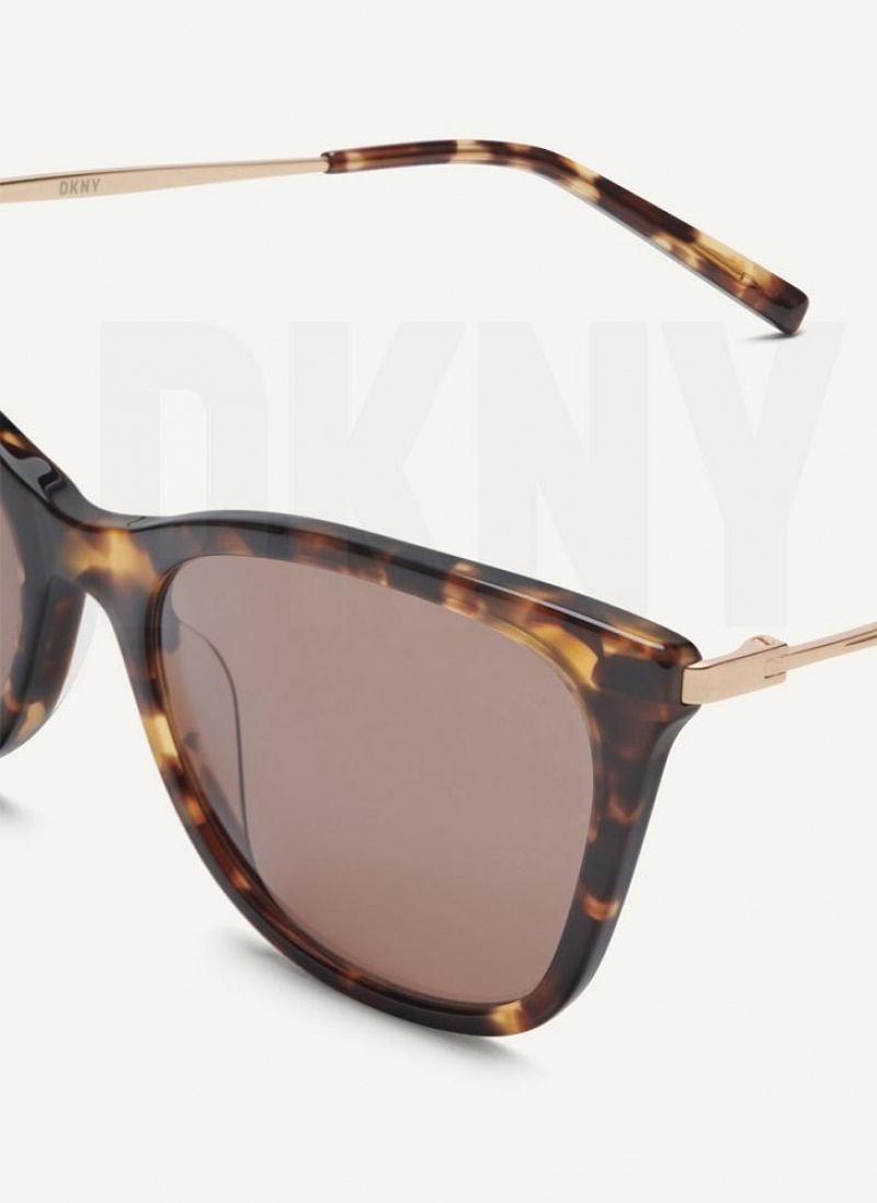 Brown DKNY City Native Cat Eye Women's Sunglasses | USA-D0606