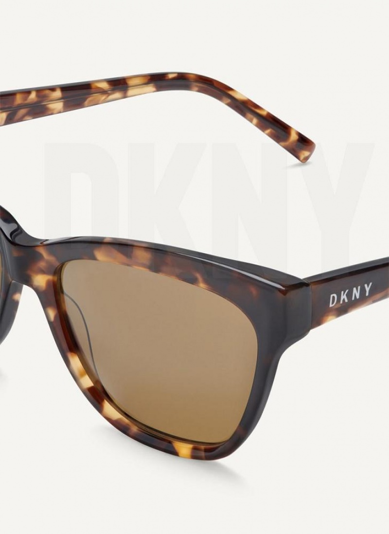 Brown DKNY City Native Cat Eye Women's Sunglasses | USA-D0998
