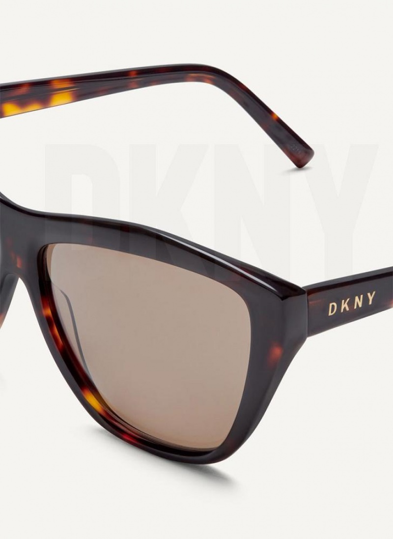 Brown DKNY City Native Modern Rectangle Women's Sunglasses | USA-D1437