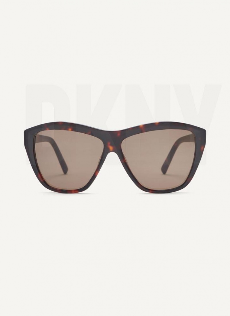 Brown DKNY City Native Modern Rectangle Women\'s Sunglasses | USA-D1437