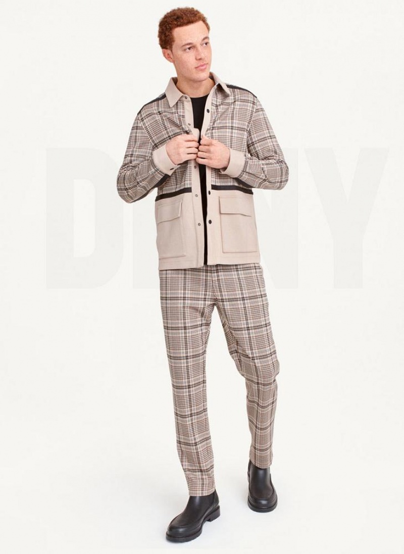 Brown DKNY Combo Chore Men's Jackets | USA-D1778
