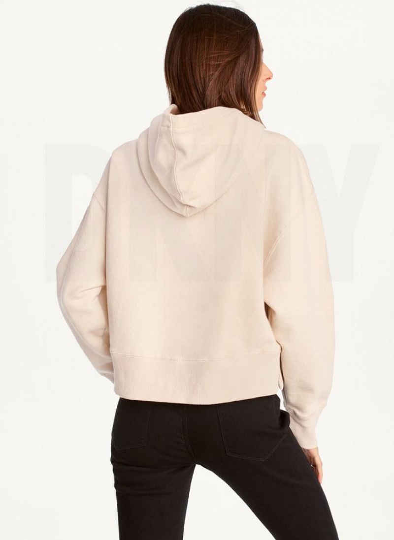 Brown DKNY Cropped Boyfriend Women's Hoodies | USA-D1418