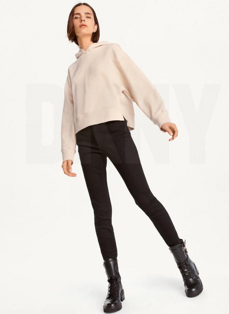 Brown DKNY Cropped Boyfriend Women's Hoodies | USA-D1418