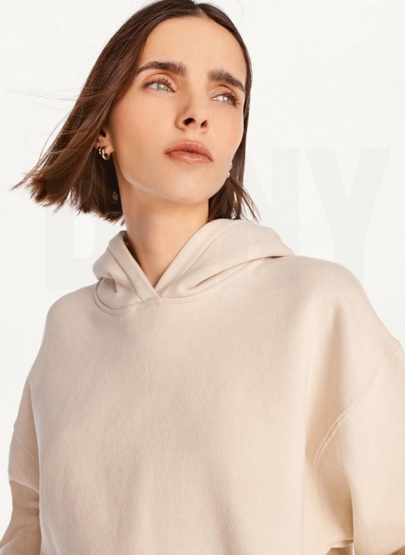 Brown DKNY Cropped Boyfriend Women's Hoodies | USA-D1418