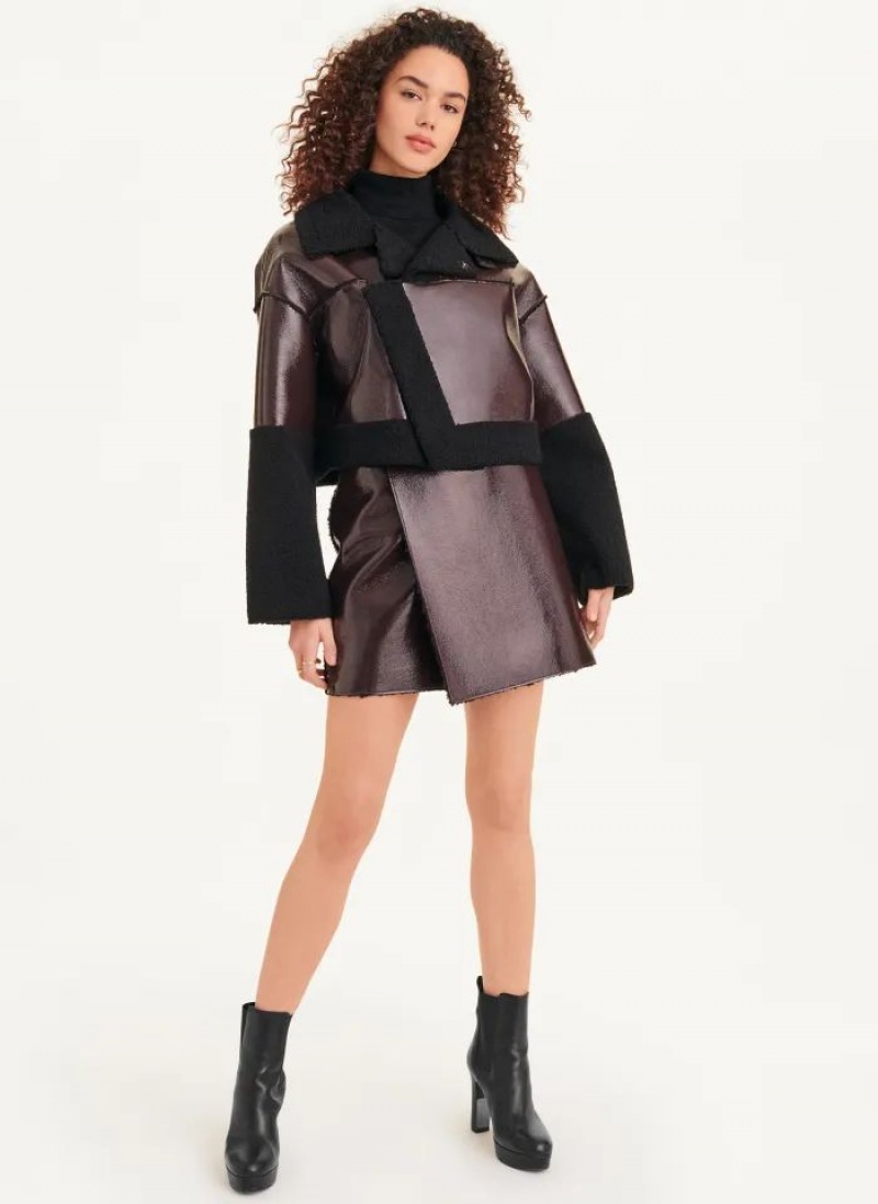 Brown DKNY Faux Shearling Women's Jackets | USA-D1067