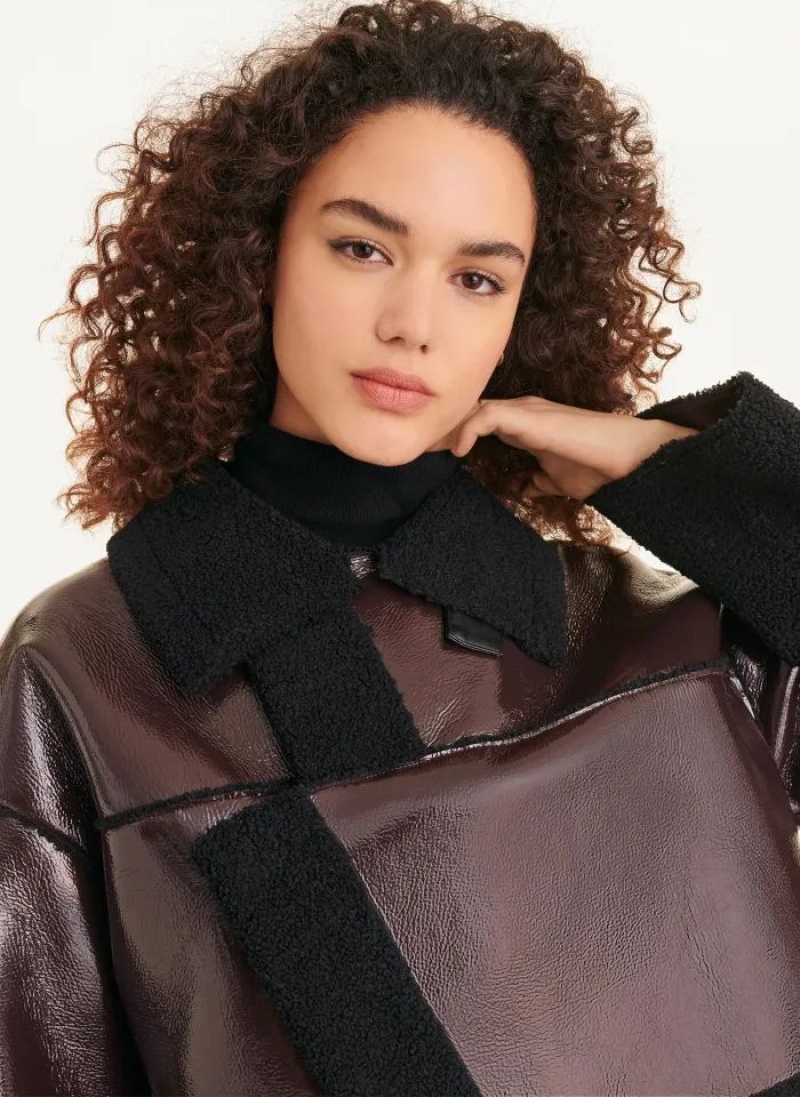 Brown DKNY Faux Shearling Women's Jackets | USA-D1067