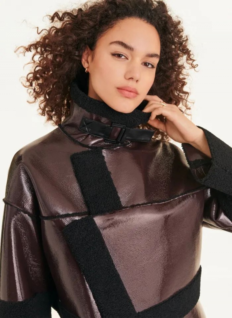 Brown DKNY Faux Shearling Women's Jackets | USA-D1067