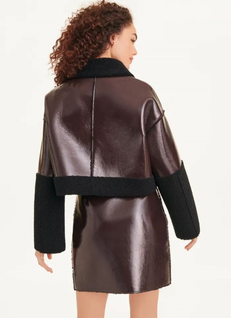 Brown DKNY Faux Shearling Women's Jackets | USA-D1067