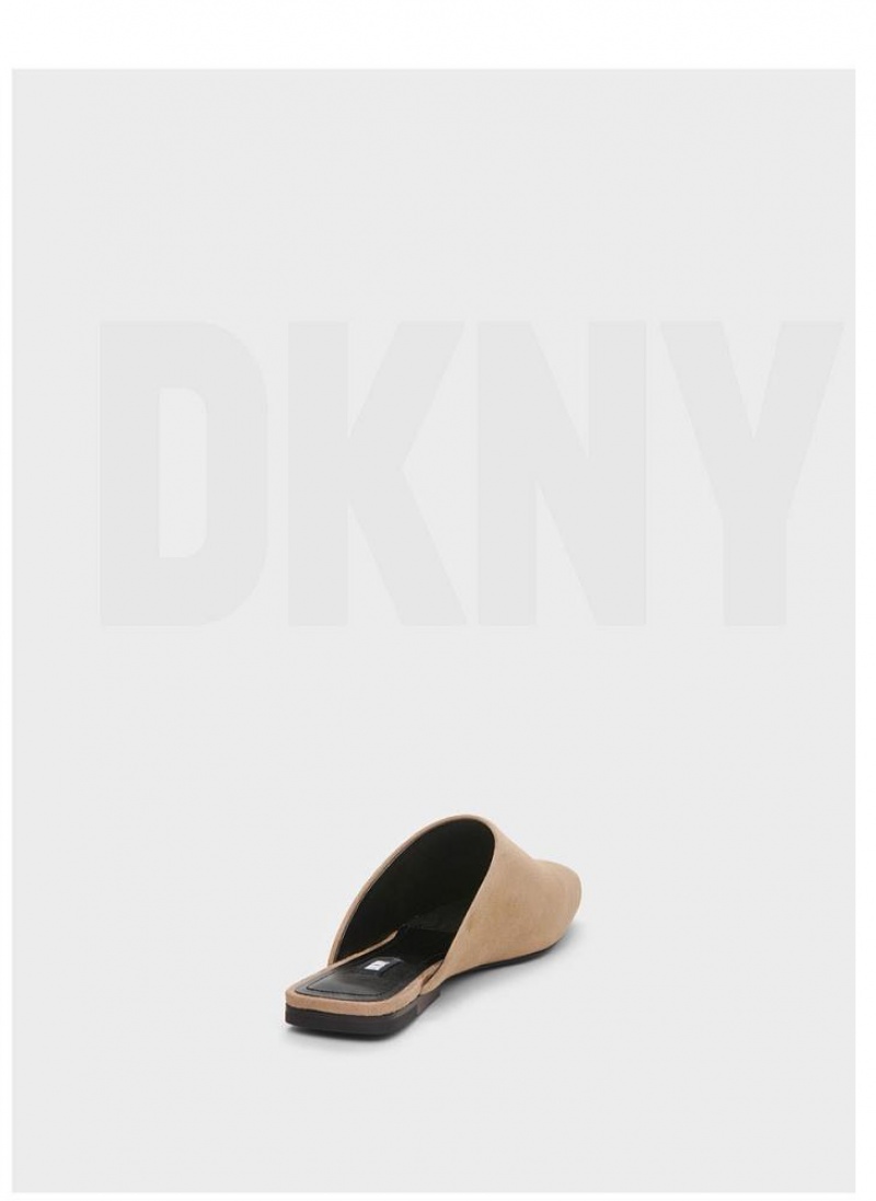 Brown DKNY Flat Shoes Slides | USA-D1066