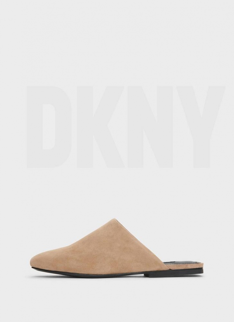 Brown DKNY Flat Shoes Slides | USA-D1066