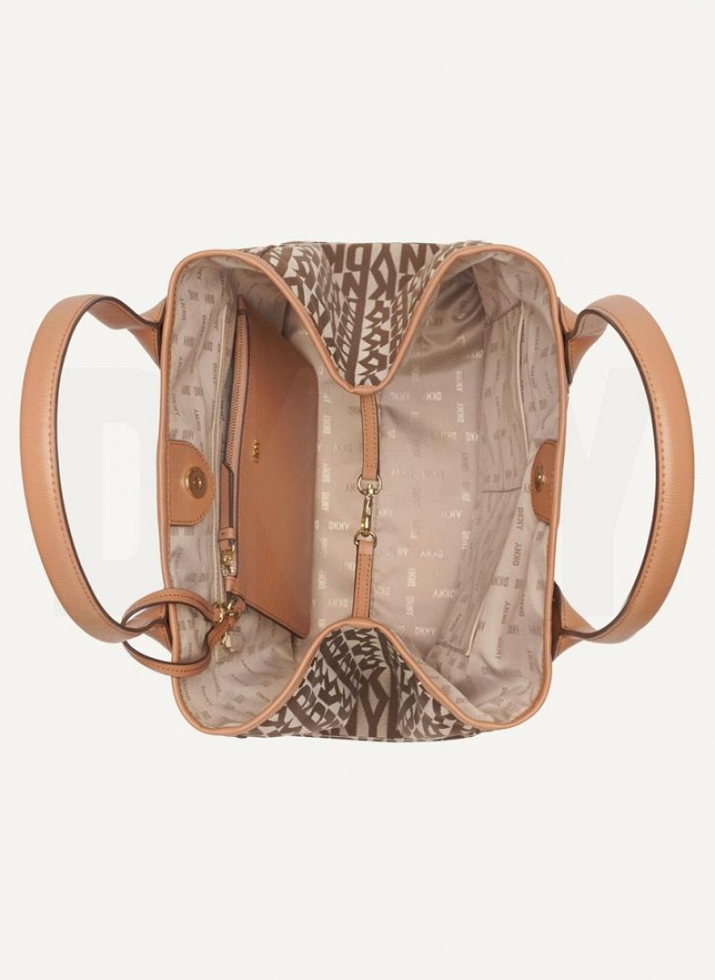 Brown DKNY Grayson Large Bags Tote Bags | USA-D1748