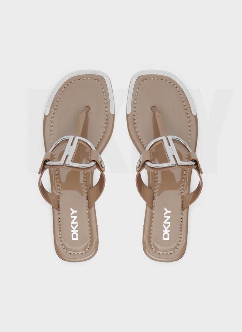 Brown DKNY Hartford Shoes Flip Flops | USA-D0856
