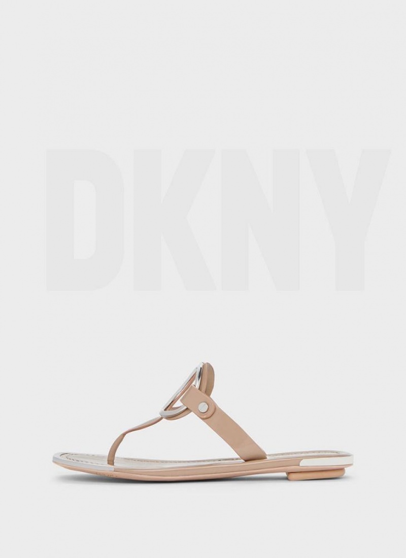 Brown DKNY Hartford Shoes Flip Flops | USA-D0856