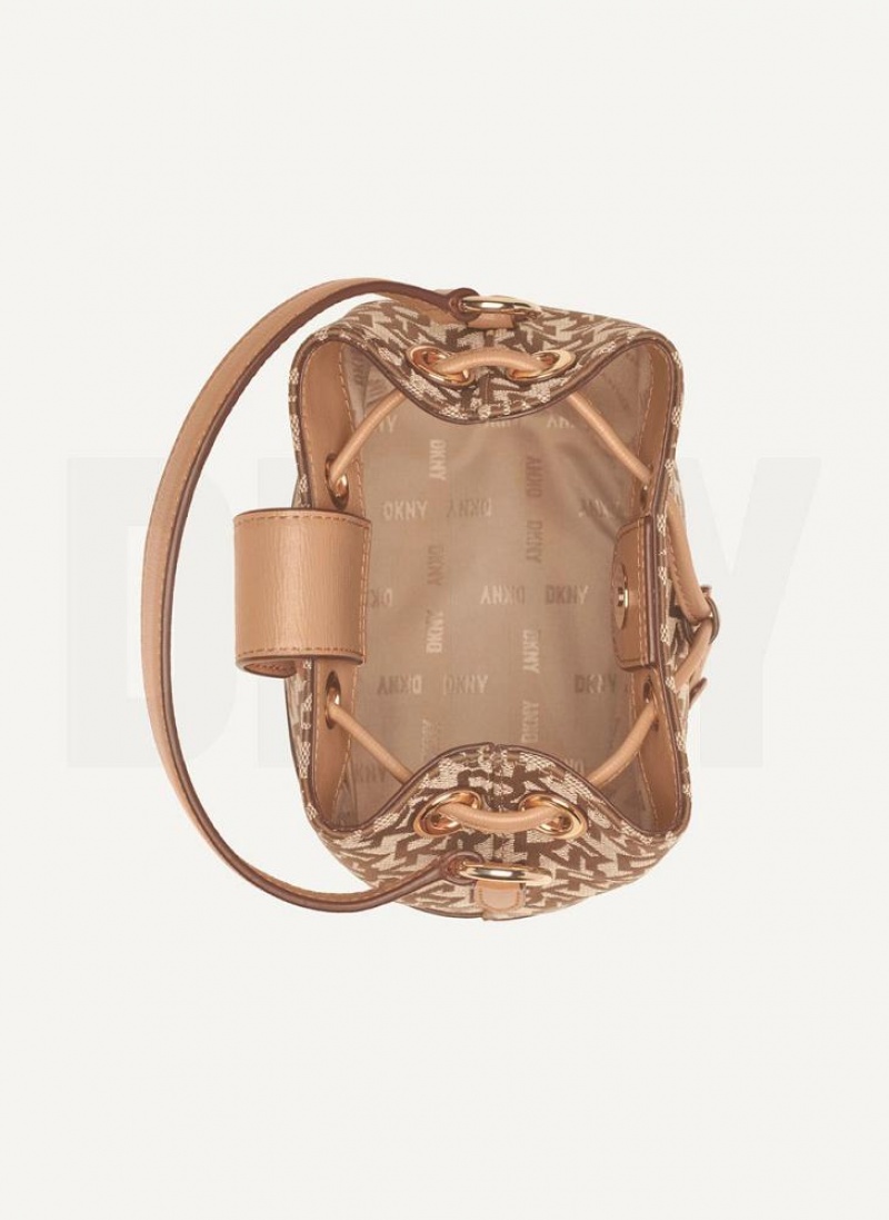 Brown DKNY Inessa Bucket Bags Crossbody Bags | USA-D0602