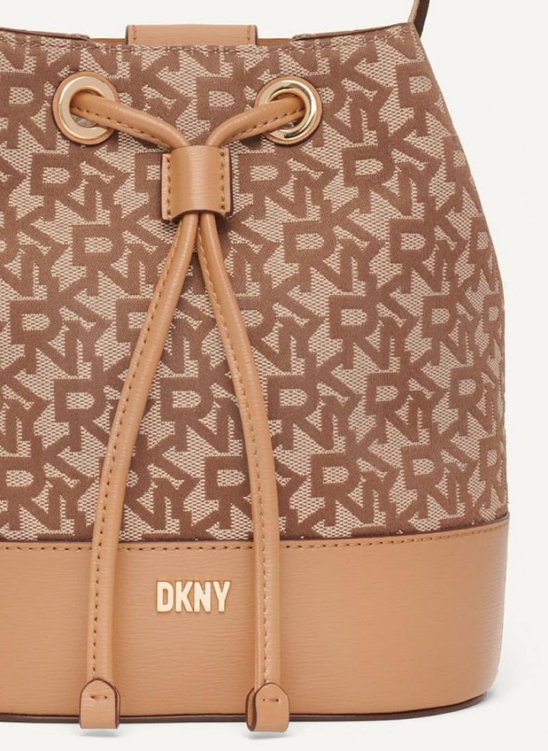 Brown DKNY Inessa Bucket Bags Crossbody Bags | USA-D0602
