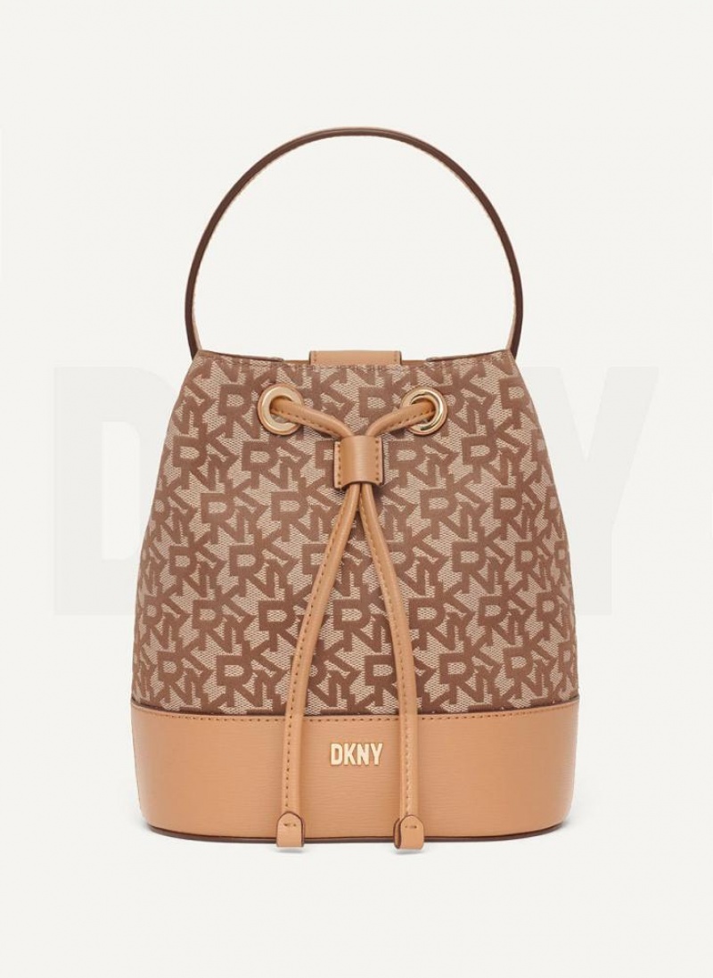 Brown DKNY Inessa Bucket Bags Crossbody Bags | USA-D0602
