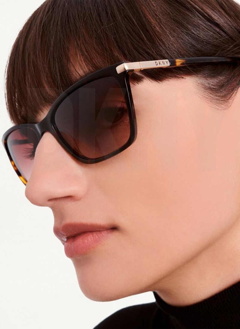 Brown DKNY Modified Modern Rectangle Women's Sunglasses | USA-D1378