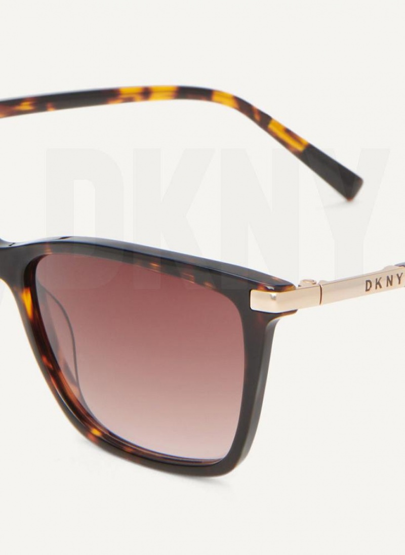 Brown DKNY Modified Modern Rectangle Women's Sunglasses | USA-D1378