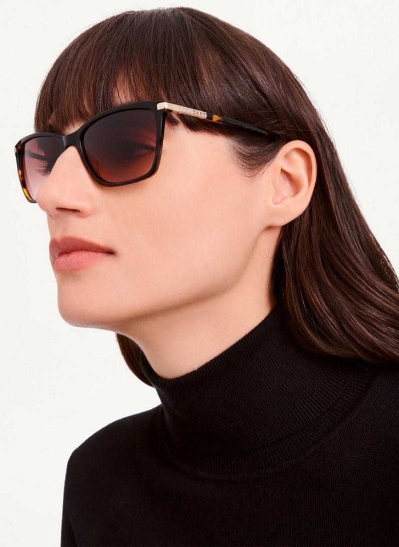 Brown DKNY Modified Modern Rectangle Women's Sunglasses | USA-D1378