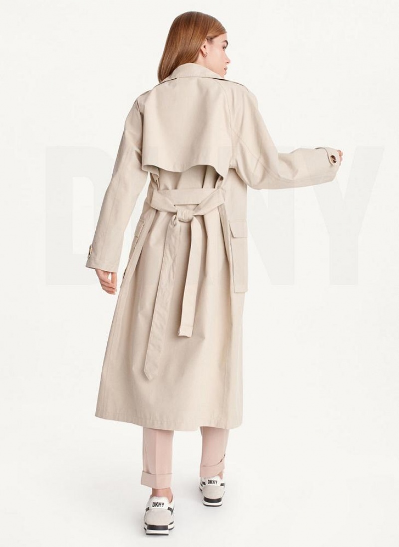 Brown DKNY Oversized Trench With Inner Details Women's Jackets | USA-D1816