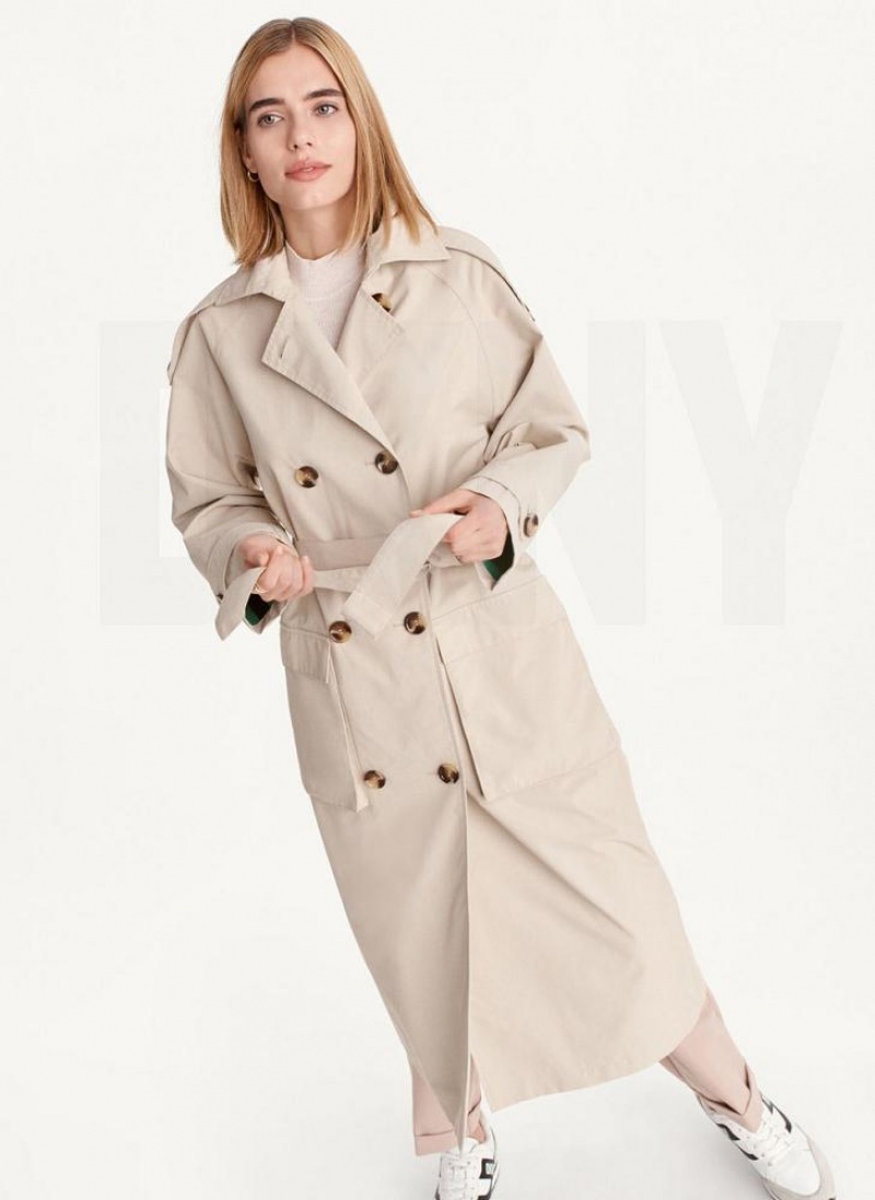 Brown DKNY Oversized Trench With Inner Details Women's Jackets | USA-D1816