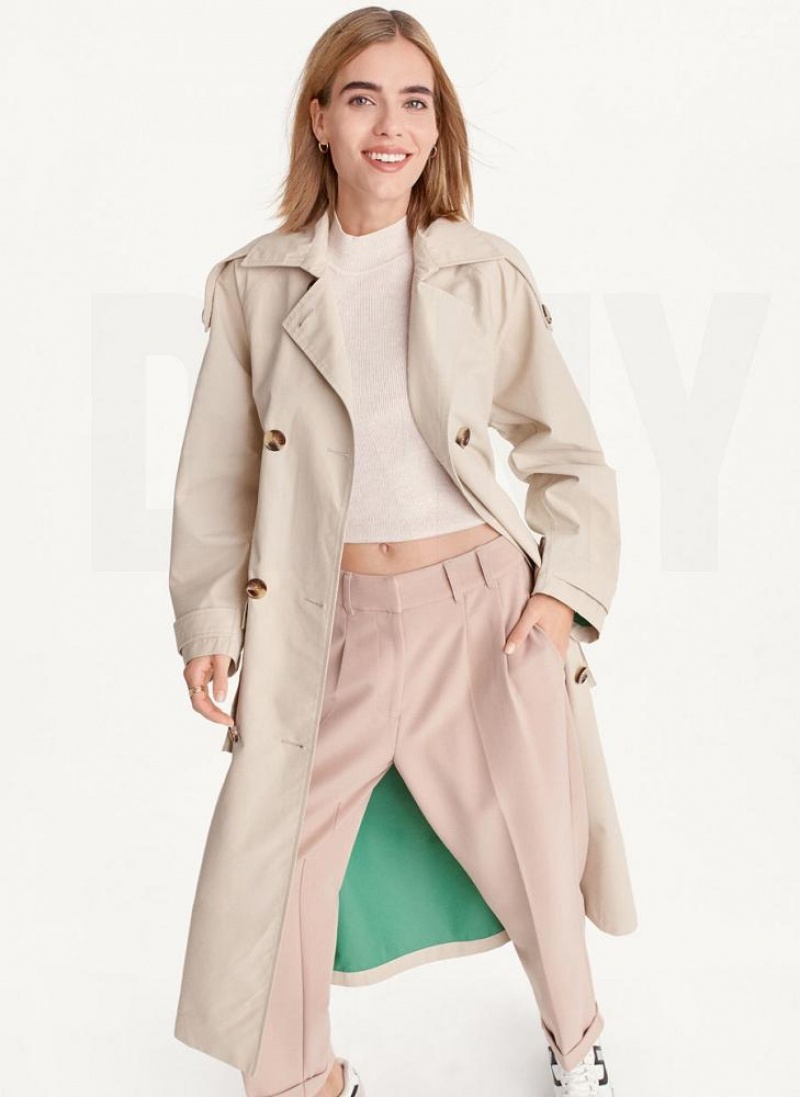 Brown DKNY Oversized Trench With Inner Details Women\'s Jackets | USA-D1816
