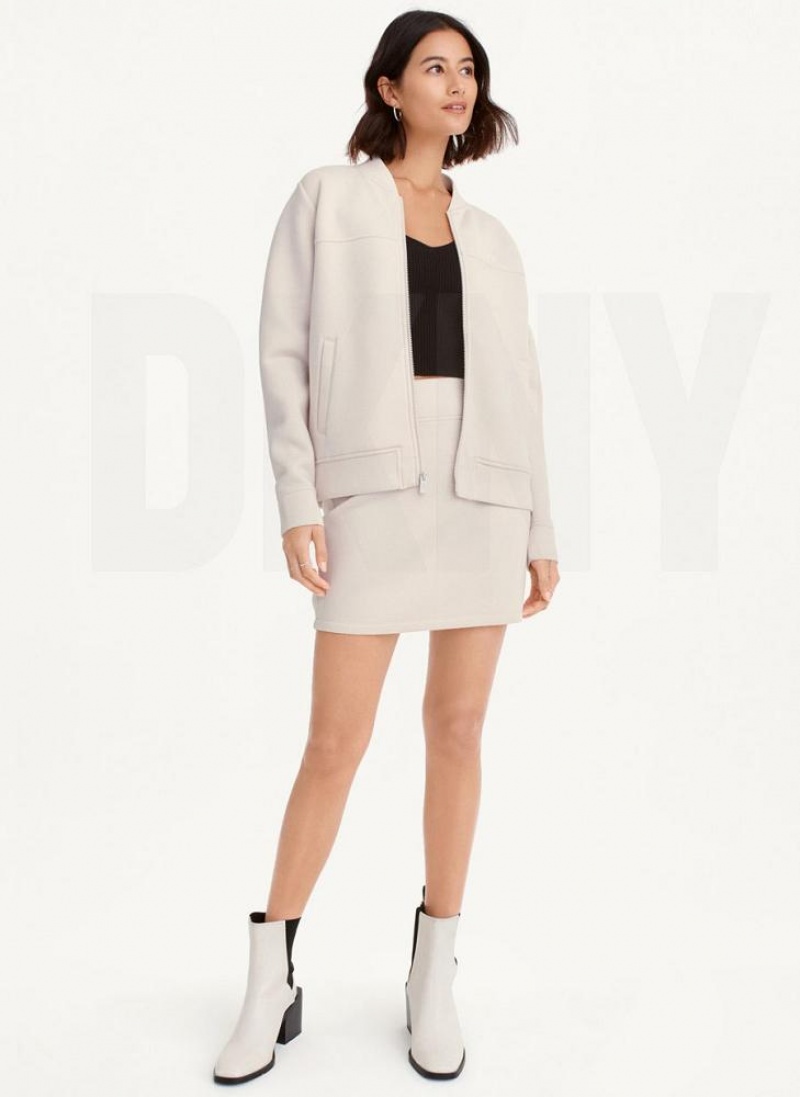 Brown DKNY Perforated Scuba Bomber Women's Jackets | USA-D0302