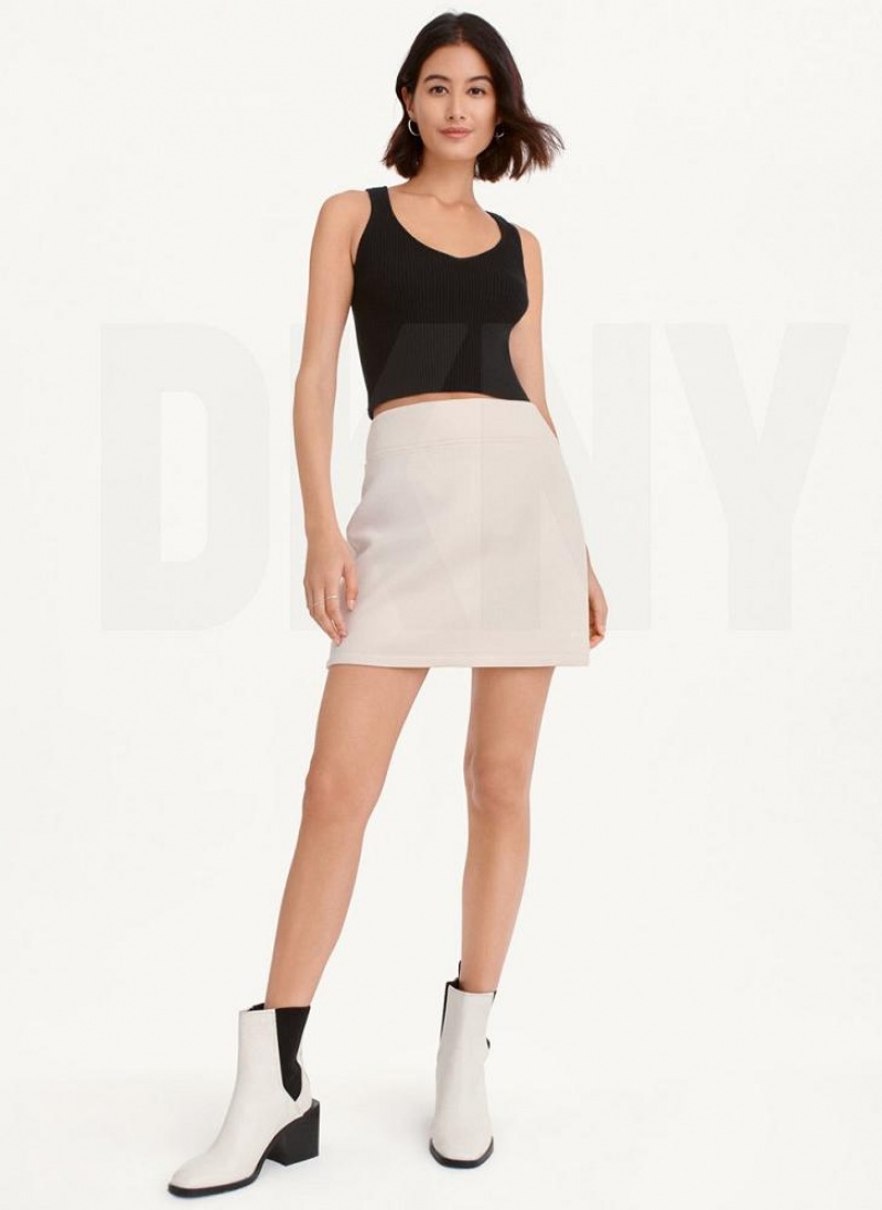 Brown DKNY Perforated Scuba Women's Skirts | USA-D1730
