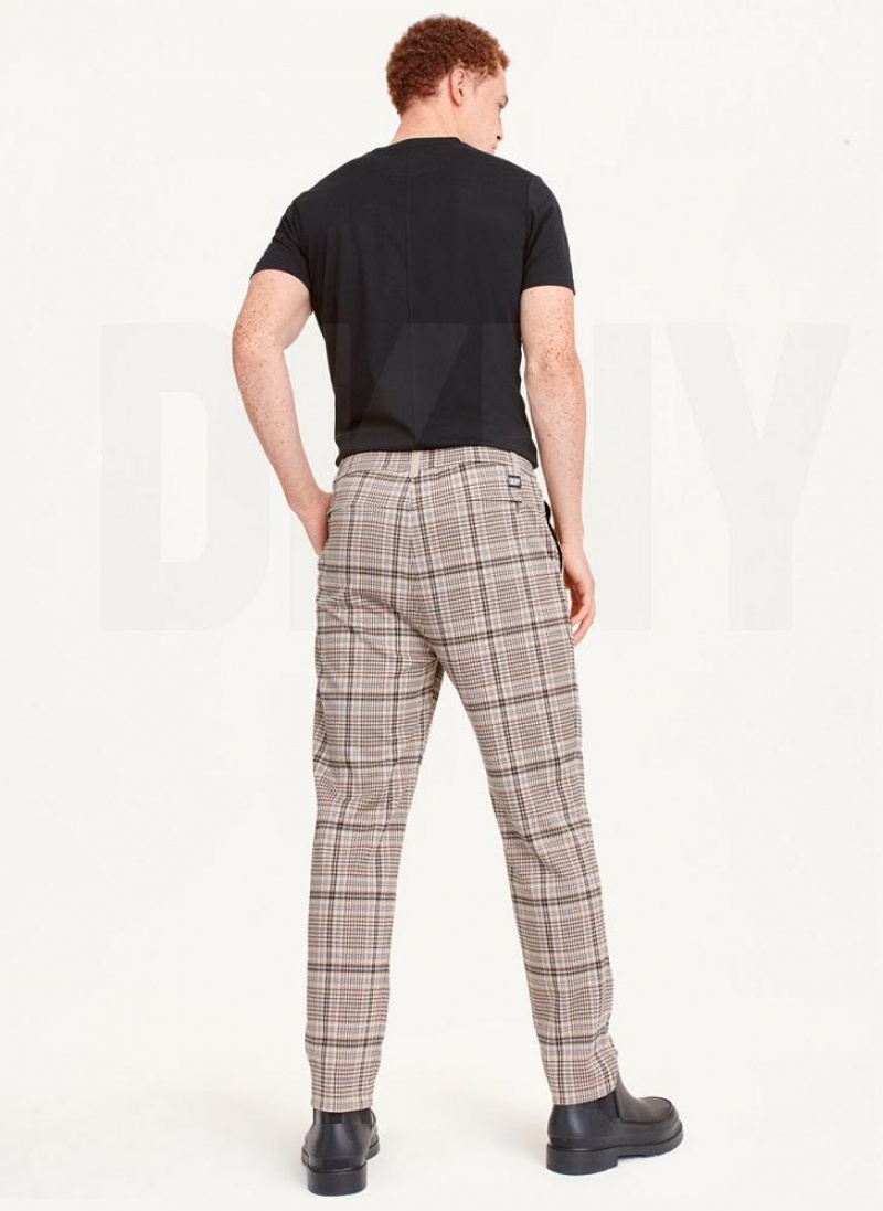 Brown DKNY Plaids Men's Pants | USA-D1794