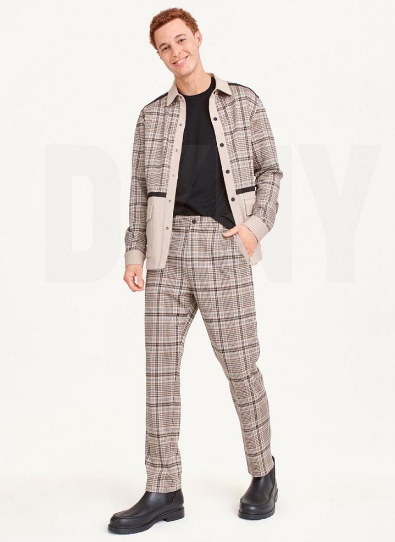 Brown DKNY Plaids Men's Pants | USA-D1794
