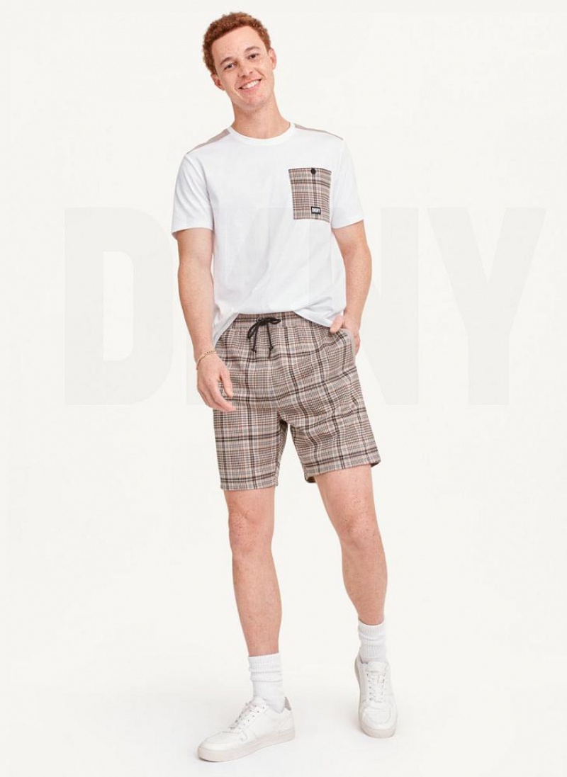 Brown DKNY Plaids Men's Shorts | USA-D0177