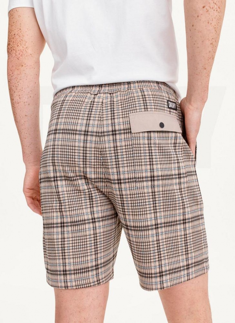 Brown DKNY Plaids Men\'s Shorts | USA-D0177