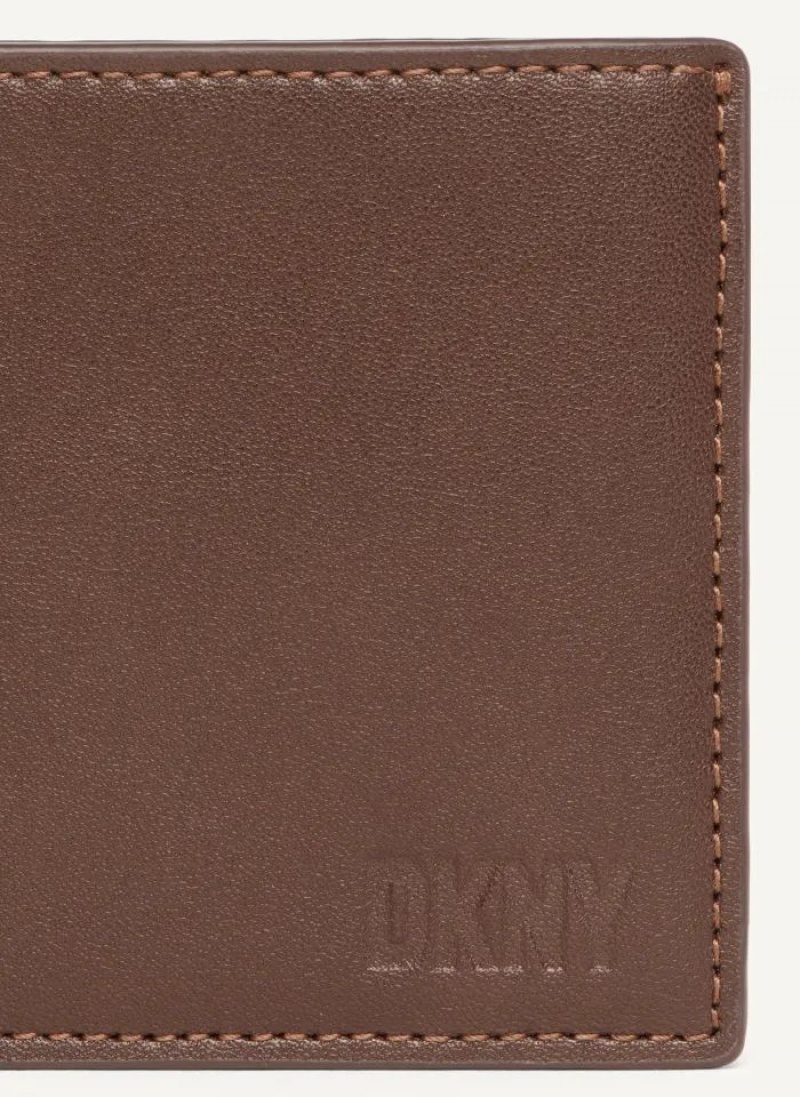 Brown DKNY Side Fold Men's Wallets | USA-D0443