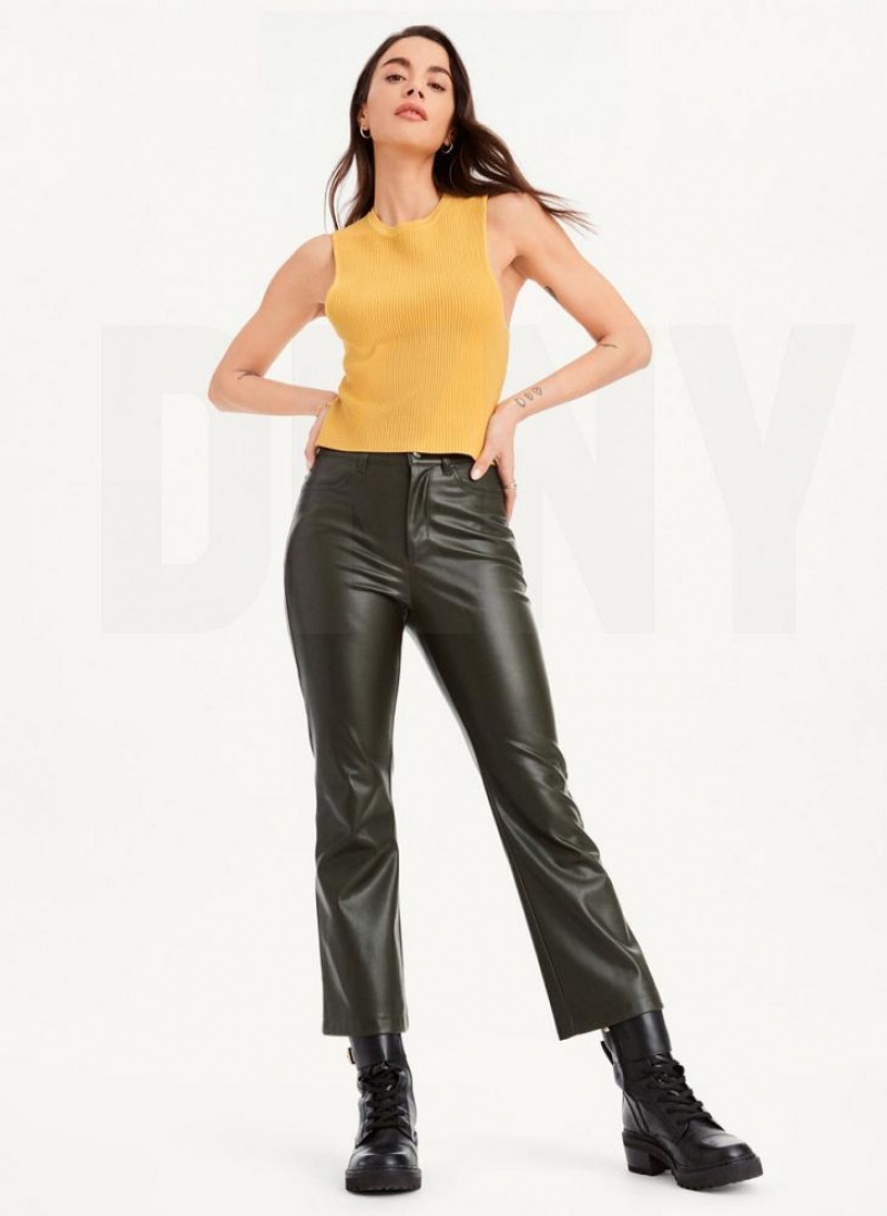 Brown DKNY Sleeveless Crewneck Crop Sweater Women\'s Tank Tops | USA-D0757