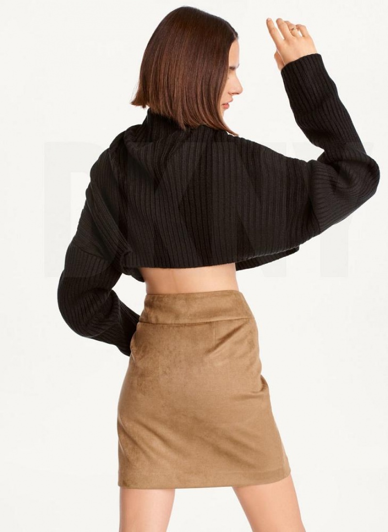 Brown DKNY Suede Mini Women's Skirts | USA-D0455