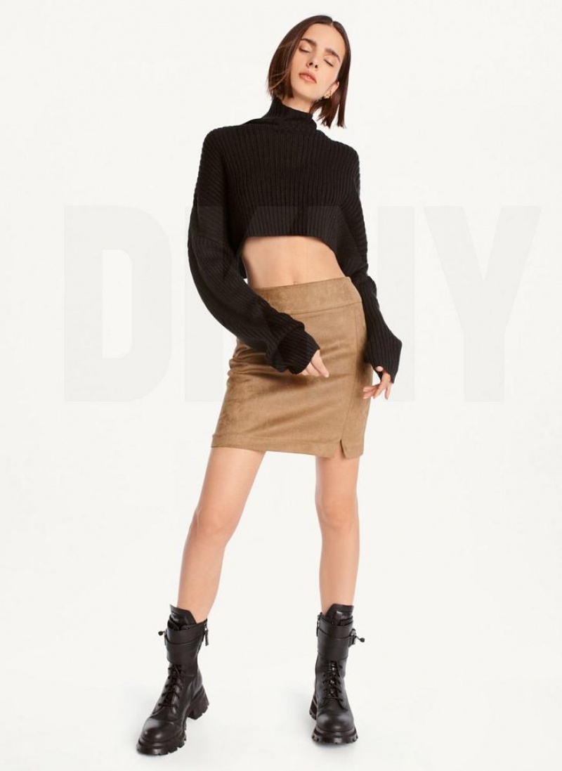 Brown DKNY Suede Mini Women's Skirts | USA-D0455